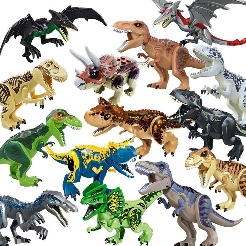 لعب الاطفال الديناصور الجوراسي عمل الشكل بنة مجموعات التيرانوصور ريكس التيرانيكال التنين نموذج مجموعة بناء لعبة الطوب
