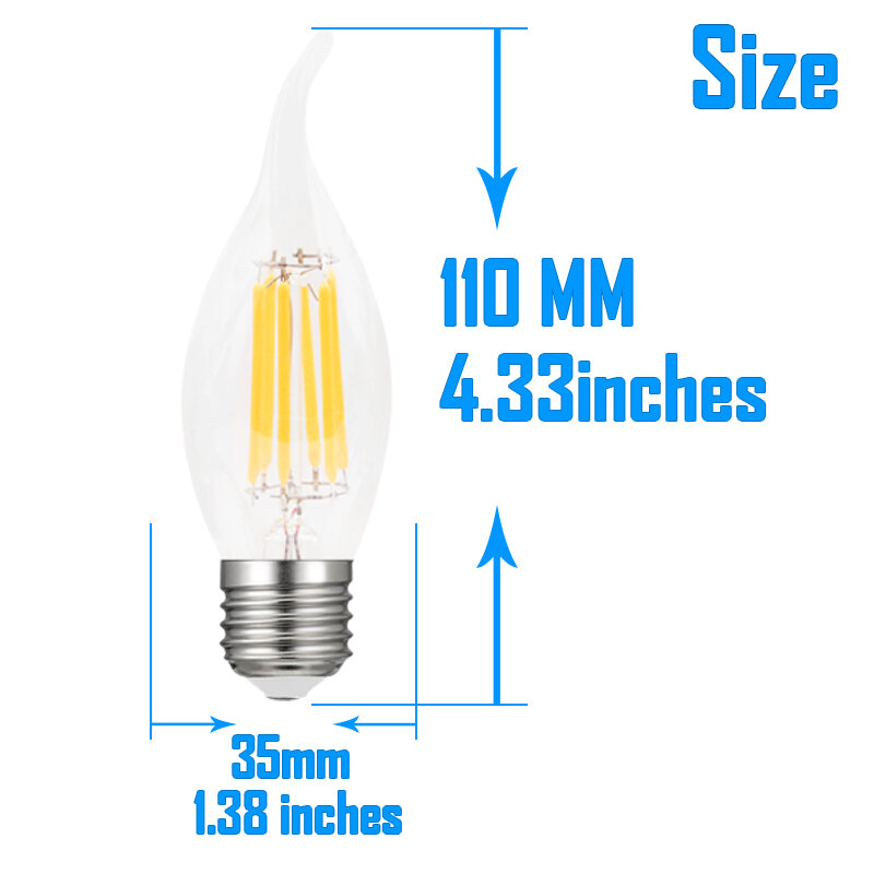A lâmpada retro 110v 220v dos bulbos do filamento do diodo emissor de luz do diodo emissor de luz e27 de edison e26 pode ser escurecido 2watts-8watts