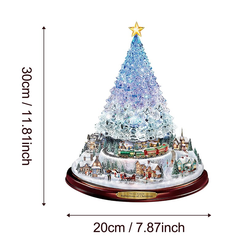 Escultura giratoria de árbol de Navidad, decoraciones de tren, pasta de ventana, pegatinas, decoración del hogar de invierno