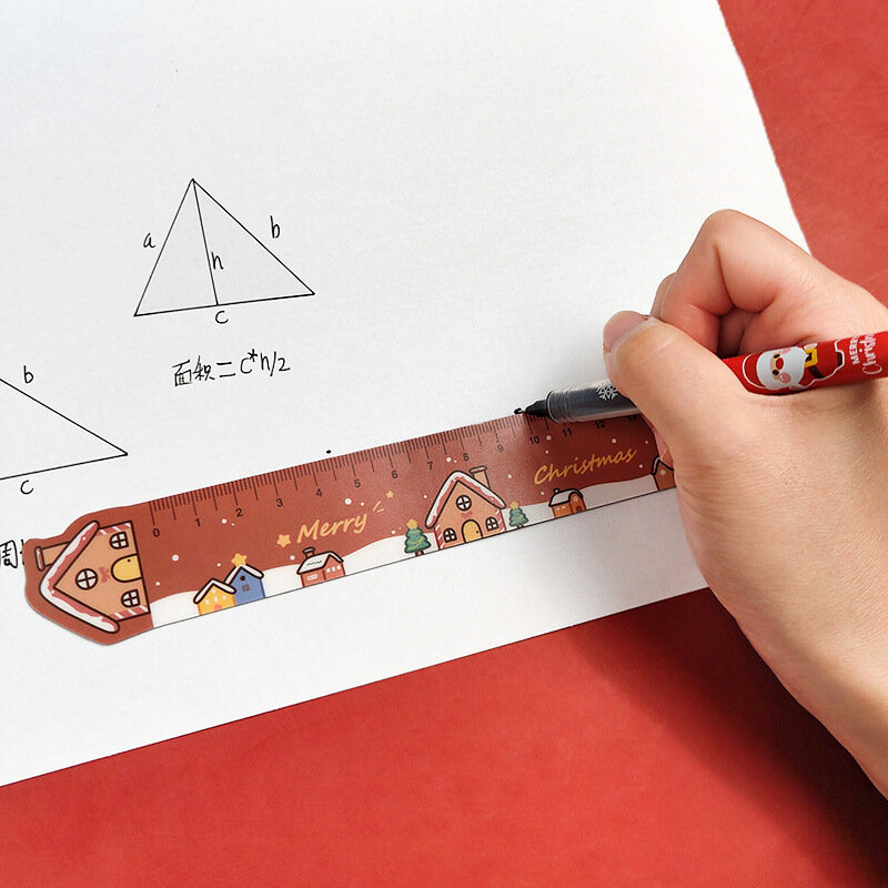 Regla magnética de dibujos animados para escuela primaria, herramienta de medición de aprendizaje de dibujo de alce de Navidad, suave, adorable, 15cm