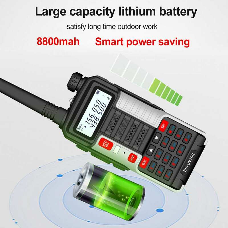 Profissional baofeng walkie talkie UV-10R de alta potência 10w 8800mah banda dupla em dois sentidos cb rádio presunto usb carregamento