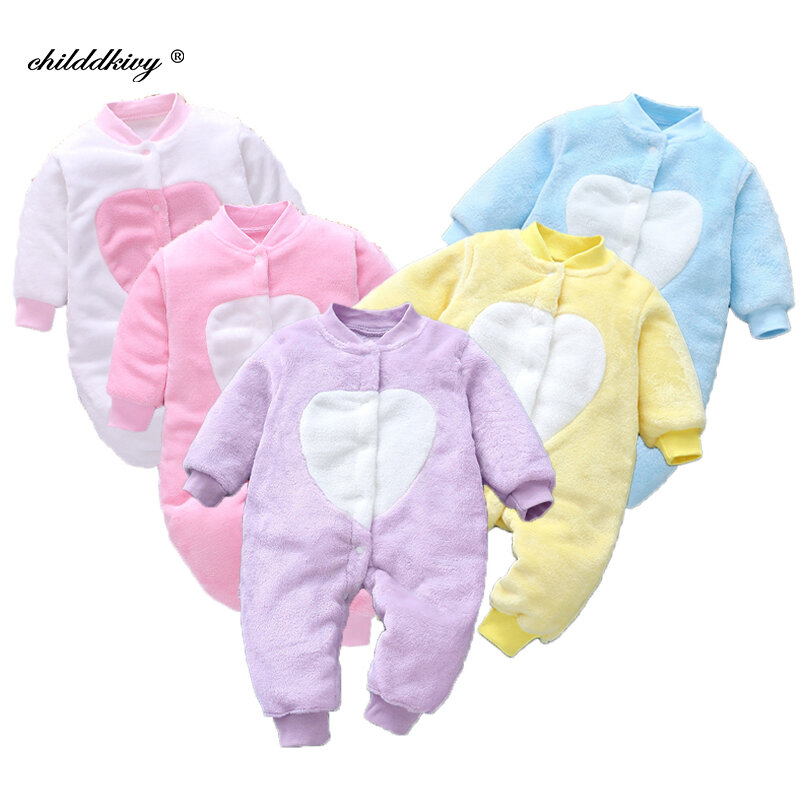 신생아 봄 겨울 의류 유아용 자켓 소년 용 점프 슈트 Soft Flannel Bebe Romper Baby Clothes 0-18 Month
