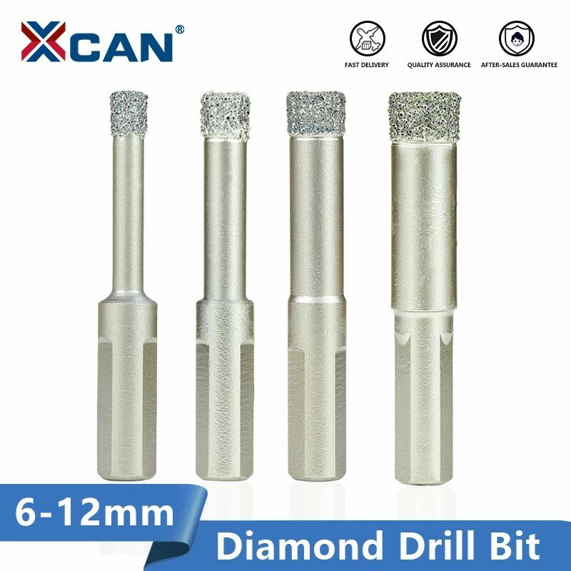 XCAN wiertło pokryte diamentem Bit 6/8/10/12mm wiercenie na sucho do szkła granit marmurowy ceramika Hole Cutter diamentowe wiertło koronowe
