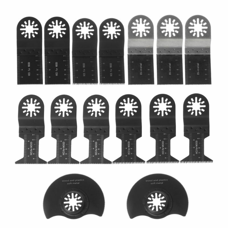 15 pçs/set oscilante multitool lâmina de serra com lâminas de corte bi-metal para power y1ad