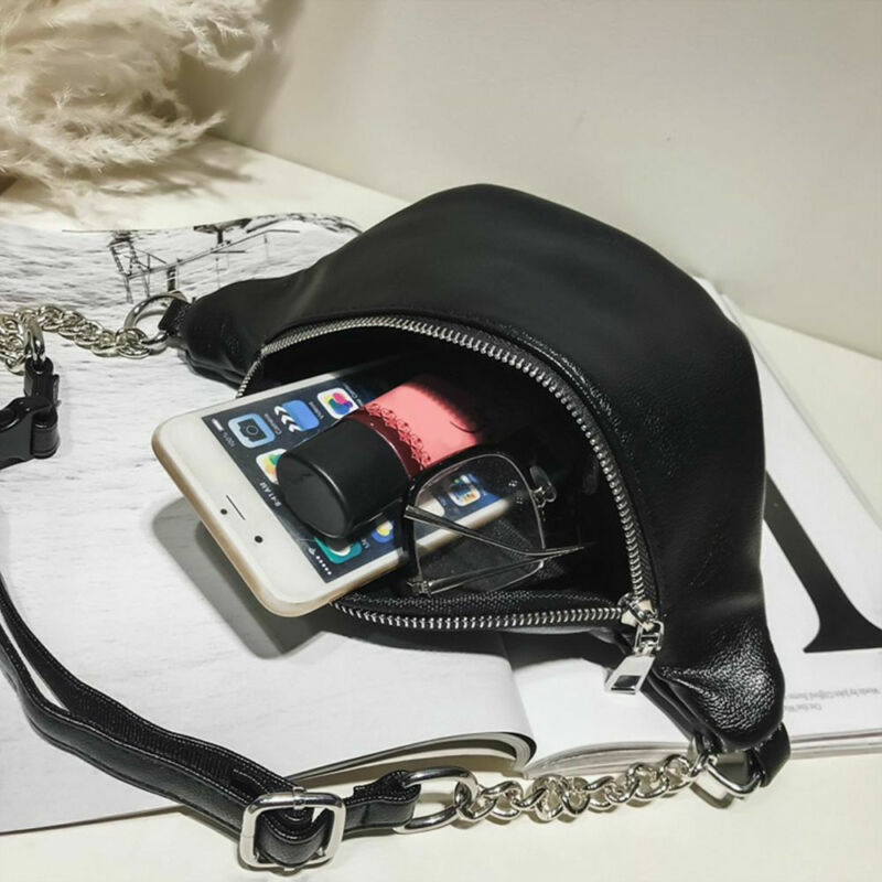 New Fashion Waist Bag For Women Fanny Pack PU Leather Bag Belt Purse Small Purse Phone Key Pouch Black White Waist Packs Gift