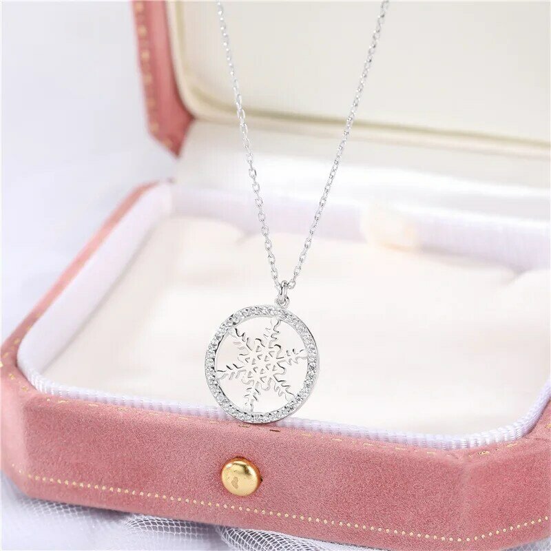 Sodrov-collar de plata de ley 925 con diamantes de copo de nieve, joyería