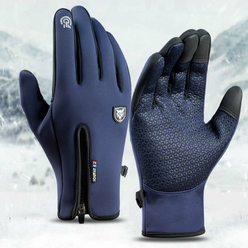 2022 Mens Winter Gloves Outdoor Sports Cycling Ski Windproof Cold Gloves Motorcycle Plus Velvet Thicked Warm Touch Screen Gloves