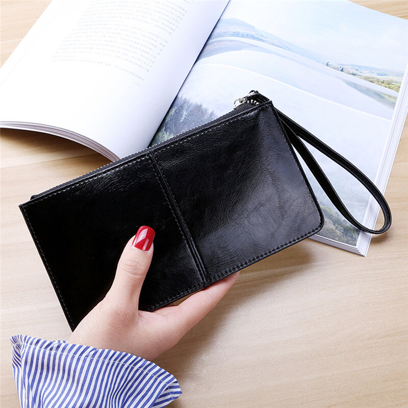 Titolari di carta della borsa delle donne della borsa del telefono della maniglia del polso del raccoglitore delle donne di modo della borsa della tasca dei soldi lunghi di qualità
