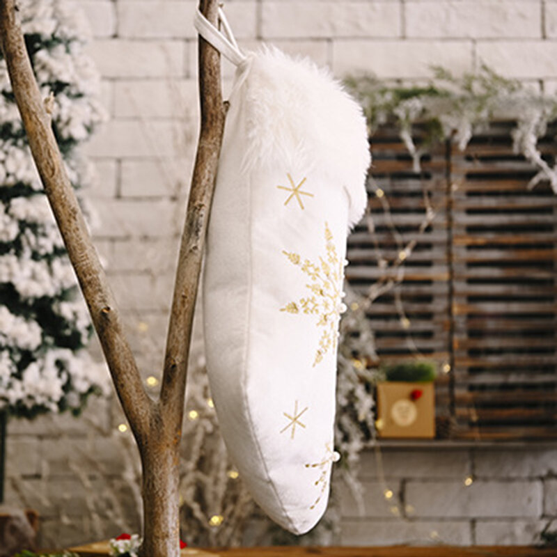 Рождественские чулки, Красивые Подвесные чулки с вышивкой для семейного Рождественского украшения H9
