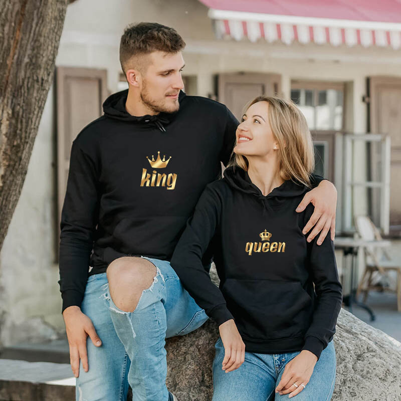 Fashion Printed Couple Sportswear Set Large or Large Printed Crew Neck Tether Hoodie Set 2-piece Set 4-color Hoodie and Trousers