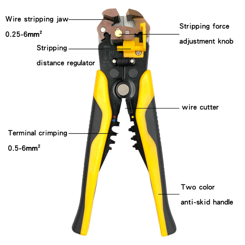 Pince à dénuder automatique SH-371, 0.5 – 6 mm2, Kit de sertissage de bornes awg22-10, coupe-câble multifonctionnel, outils de dénudage