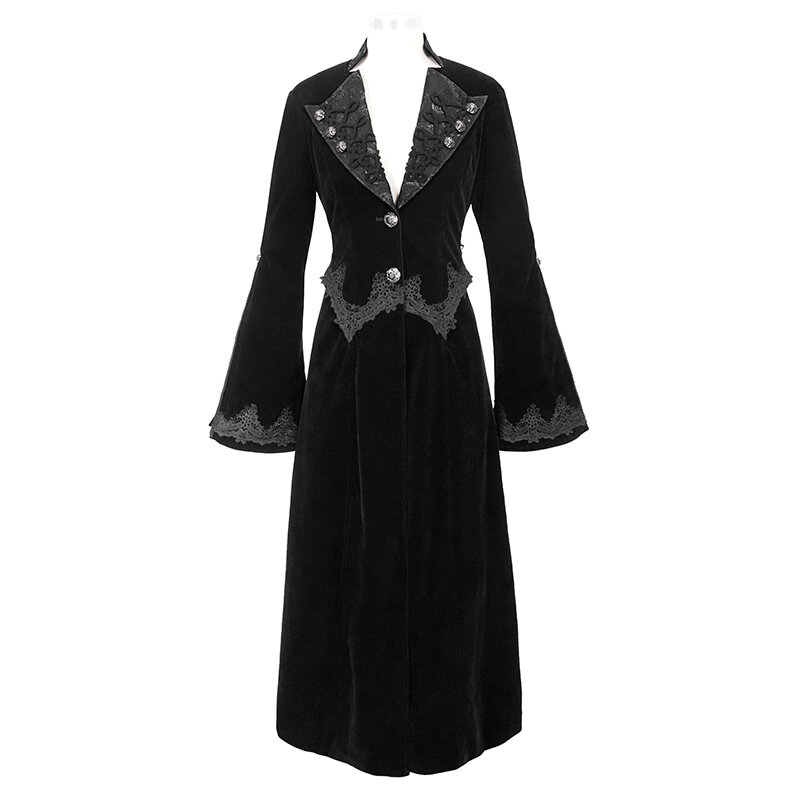 Casaco gótico feminino espesso, jaqueta sobretudo quente com fecho de botão para áreas externas cosplay
