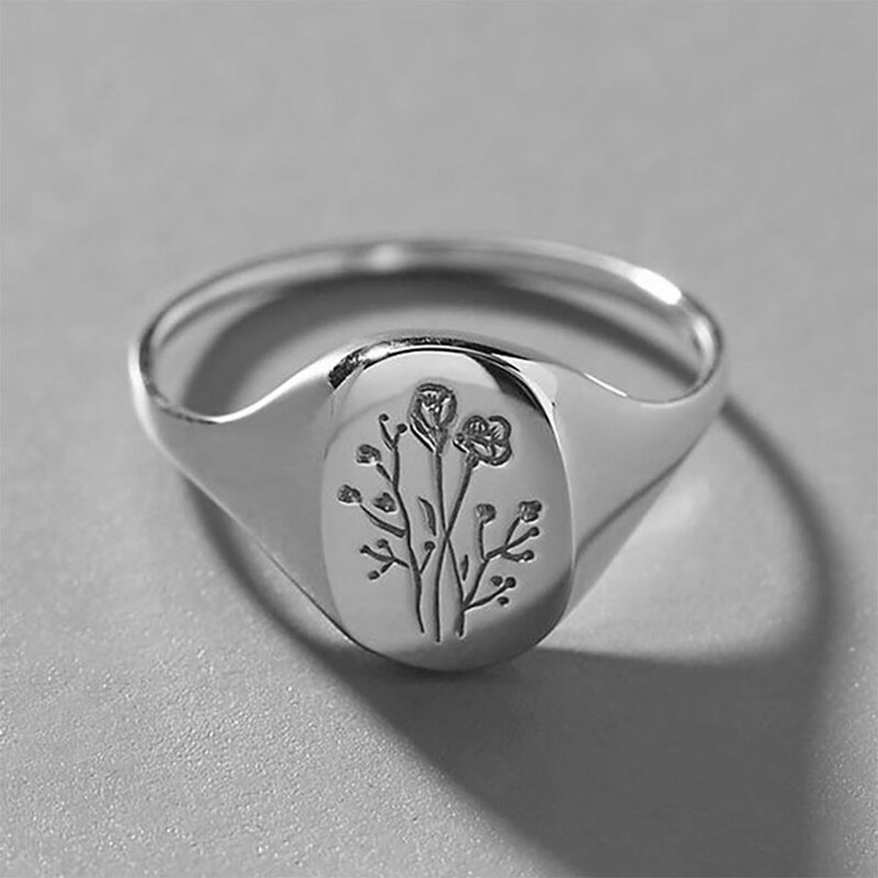 2021 neue Vintage Weibliche Platz Blume Muster Zirkonia Ring Prong Einstellung Casual Engagement Hochzeit Party Ring Schmuck