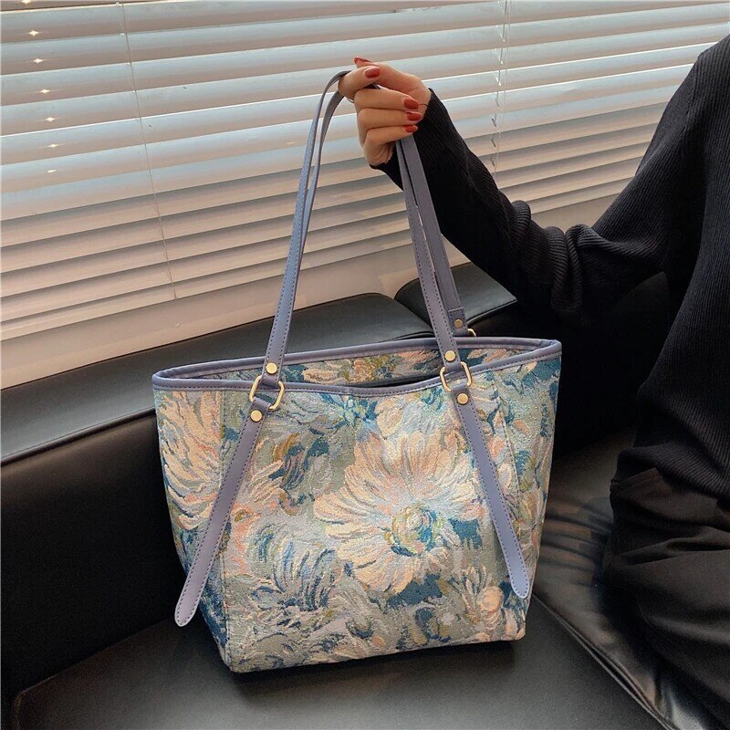 Bolso de mano de lujo para mujer, de diseñador de marca, de alta capacidad, bolsos de compras de pintura, bolsos de hombro tipo bandolera