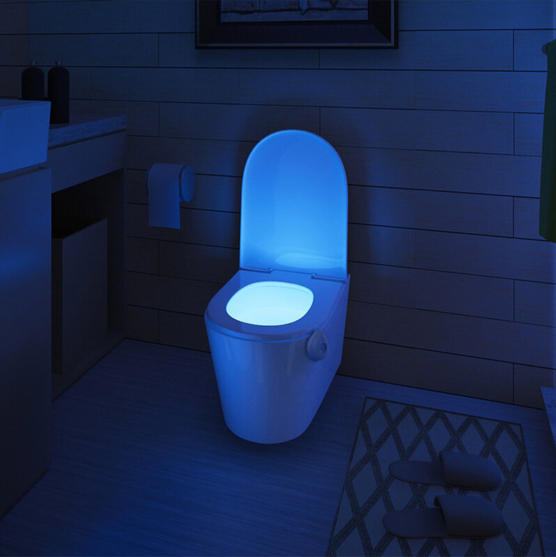 Sedile WC a LED luce notturna sensore di movimento luce WC 8 colori lampada intercambiabile AAA retroilluminazione alimentata a batteria per WC bambino