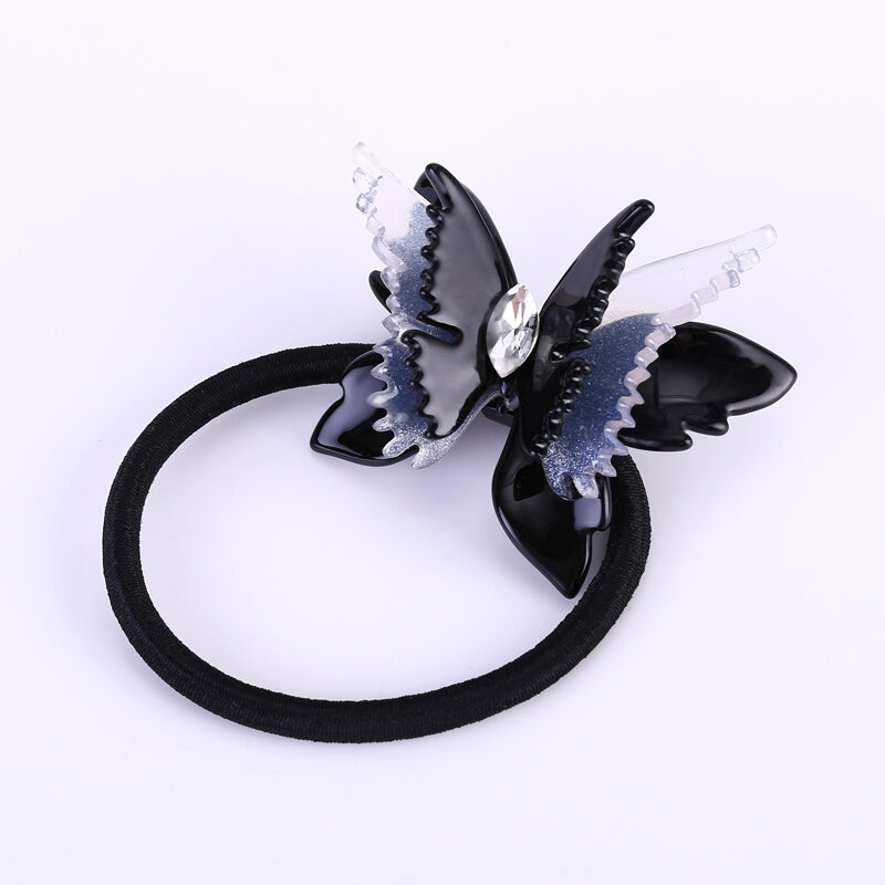 Fashion 3D Butterfly elastyczne gumki do włosów wykonane dobrze spinki do włosów octan celulozy akcesoria do włosów w kształcie motyla do kucyka