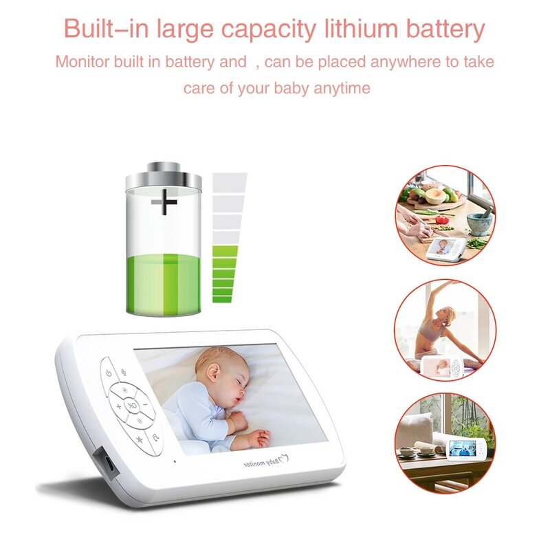 Babyphone vidéo électronique 4.3 P, écran 1080 pouces, caméra, Babyphone vidéo, Surveillance bébé, nounou