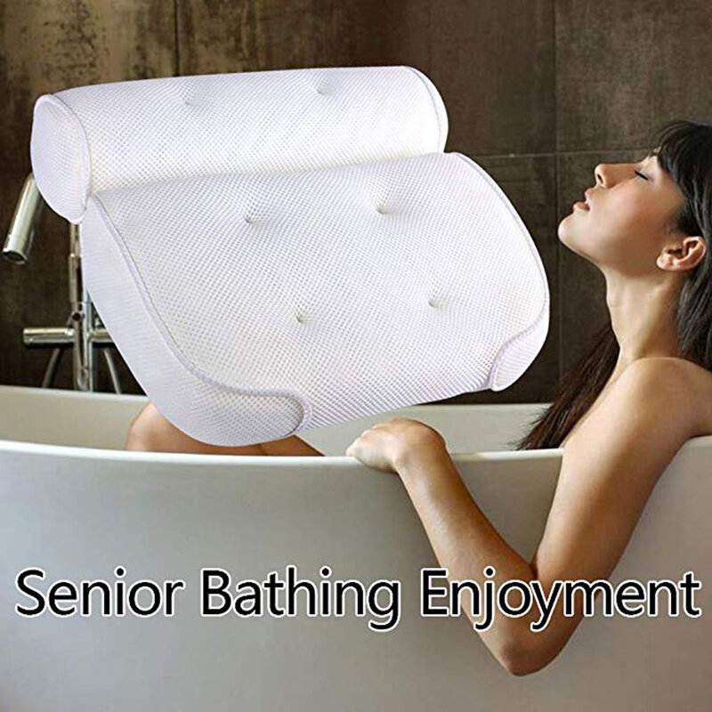 Spa banho travesseiro banheira travesseiro com ventosas pescoço apoio para trás engrossado banho travesseiro para casa banheira spa acessórios do banheiro