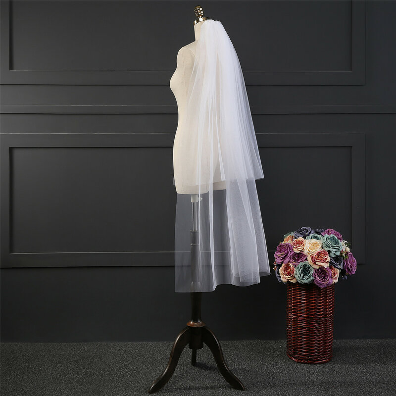 Фата свадебная NZUK, двухслойная вуаль для свадьбы, длинная, цвета слоновой кости, 2 м/3 М/4 м, свадебные аксессуары