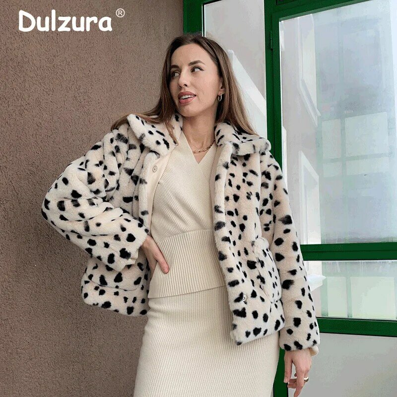 Chic Street แฟชั่น Leopard Fur Coat ฤดูหนาว Fuzzy สั้น Faux กระต่ายขนสัตว์เสื้อ Harajuku Y2k หญิงหนาเสื้ออบอุ่นผู้หญิง