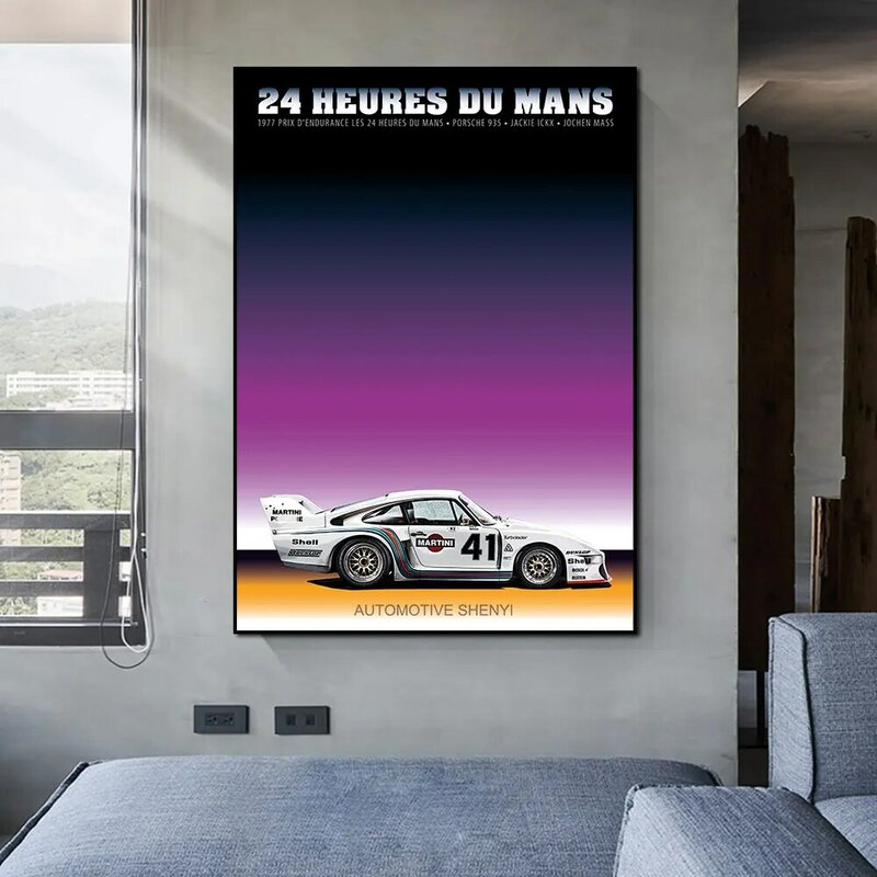 Póster del equipo de carreras de Le Mans, impresión en pintura de lienzo de decoración, imagen artística de pared para decoración del hogar y la sala de estar, 917K, 24 horas