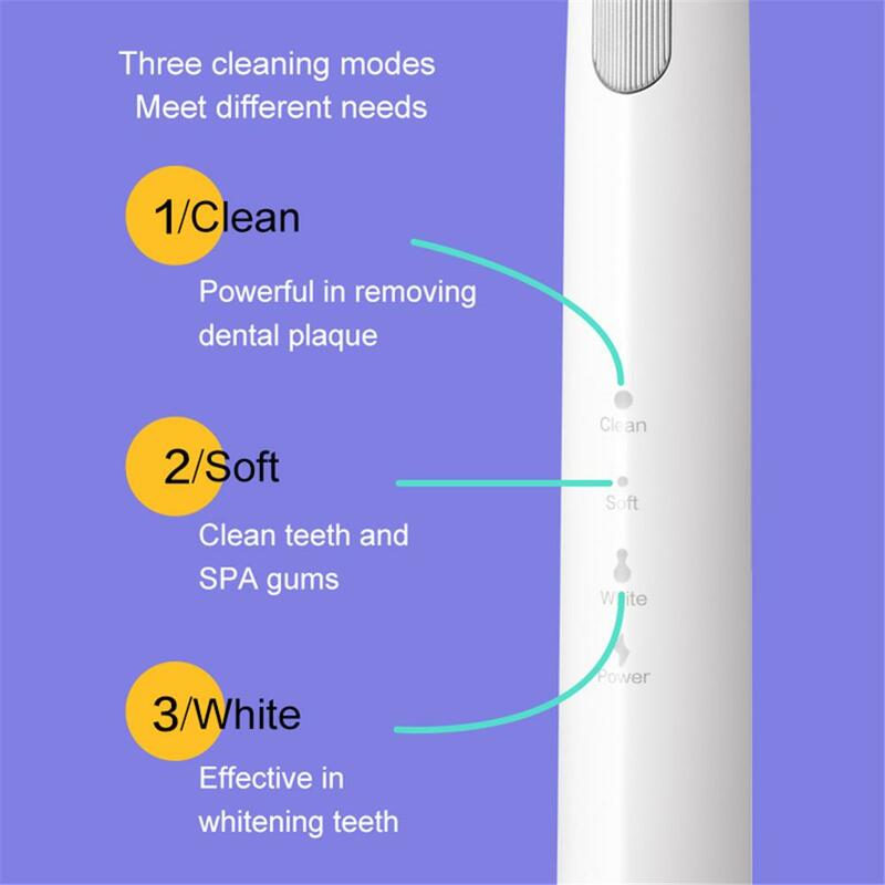 DR. BEI GY1-cepillo de dientes eléctrico Xiaomi Youpin, recargable, con 2 modos inteligentes y 3 cabezales, resistente al agua