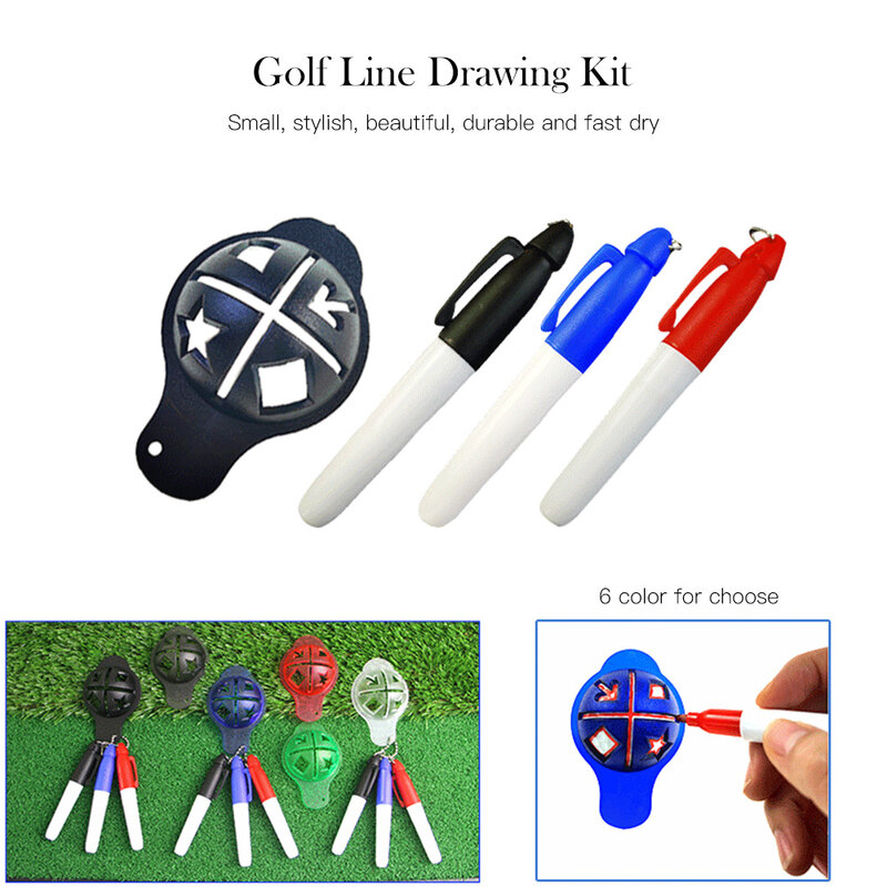 Alineador de bola de Golf marcador de plástico marcado herramienta de alineación con tres pluma de dibujo Golf sombrero en forma de señal herramientas de accesorios de Golf