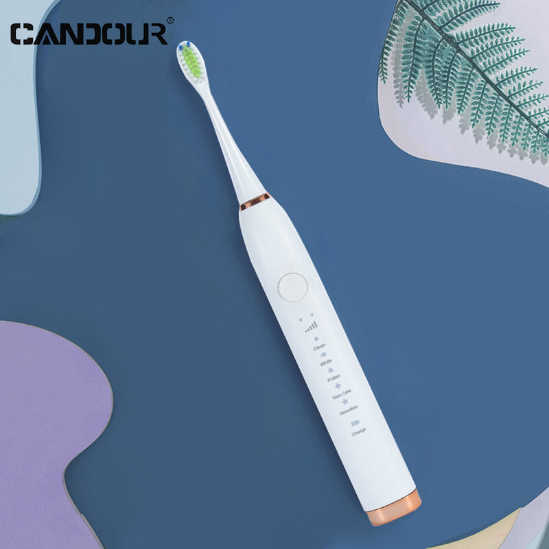 CANDOUR 5138 Sonic แปรงสีฟันไฟฟ้าสมาร์ทฟันแปรง Ultra Sonic แปรงสีฟันอัตโนมัติ USB Fast ผู้ใหญ่กันน้ำ