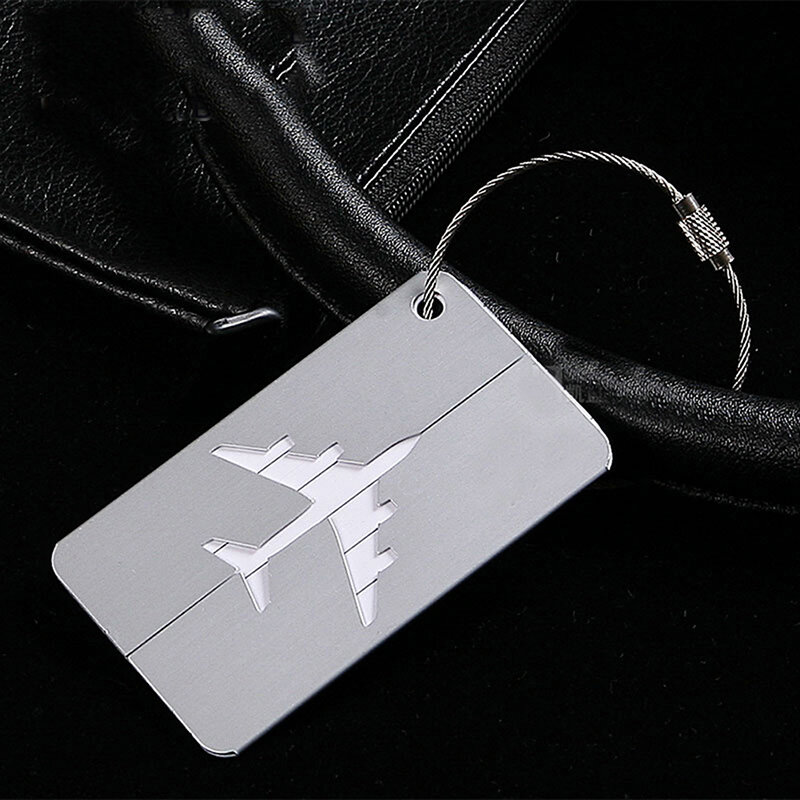Etiqueta de aleación de aluminio para equipaje, etiqueta de aleación de aluminio para equipaje de viaje, etiqueta de dirección de nombre de avión, 1 piezas