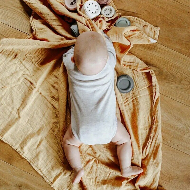 Cobertor gaze plana para tingimento de musselina, toalha de banho de fibra de bambu para recém-nascidos, manta de musselina para bebês