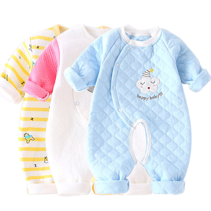 HH Baby Winter Warm Romper Newborn Girls Overall Flannel Boys Autumn Long Sleeve Jumpsuit Costume 3-12 Month Infant Bear Pajamas