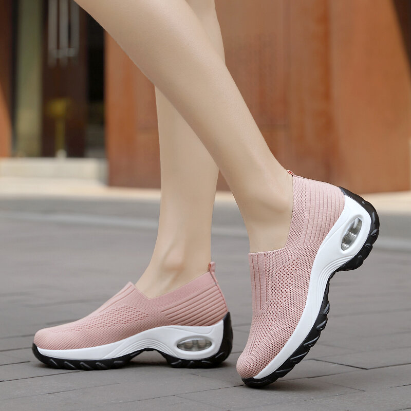 Chaussures chaussettes à plateforme pour femmes, baskets de marche respirantes en maille à coussin d'air, décontractées et à la mode, de styliste