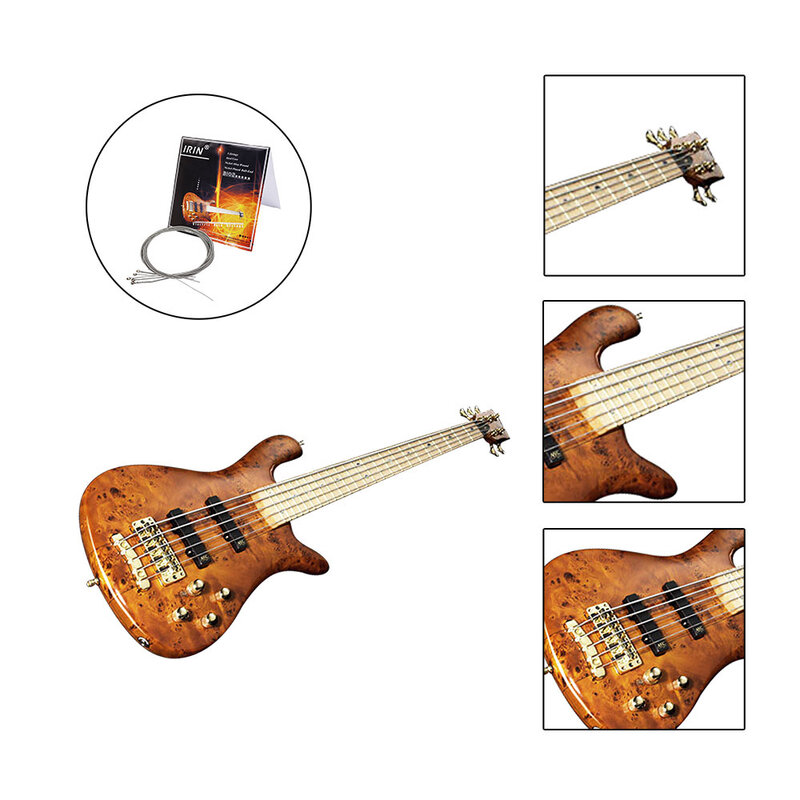 M MBAT Kualitas Tinggi 5 Buah/Set Senar Bass Listrik Inti Baja Nikel Berlapis Baja Paduan Inti Luka Bass Tali Aksesori B102