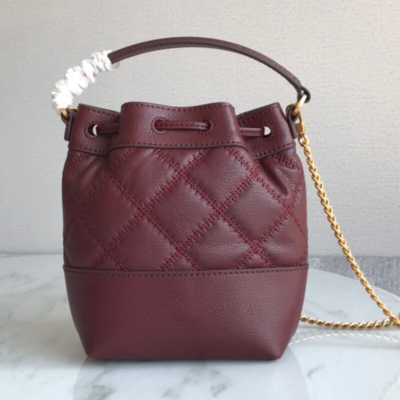 Famous Women's Handbag Real Leather Shoulder Messenger Bags Mini Bucket Bag Round Drawstring Bags Design Branded Bags Chain Bags