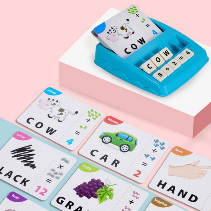 Ortografia leitura brinquedos correspondência letra jogo ortografia leitura alfabeto inglês letras de madeira cartão educacional jogos interativos
