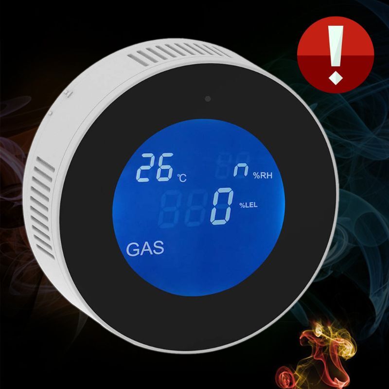 WIFI Tuya inteligentny naturalny wykrywacz nieszczelności instalacji gazowej metan CH4 Alarm informujący o przecieku Monitor cyfrowy czujnik temperatury LCD do wykorzystania w kuchni w domu