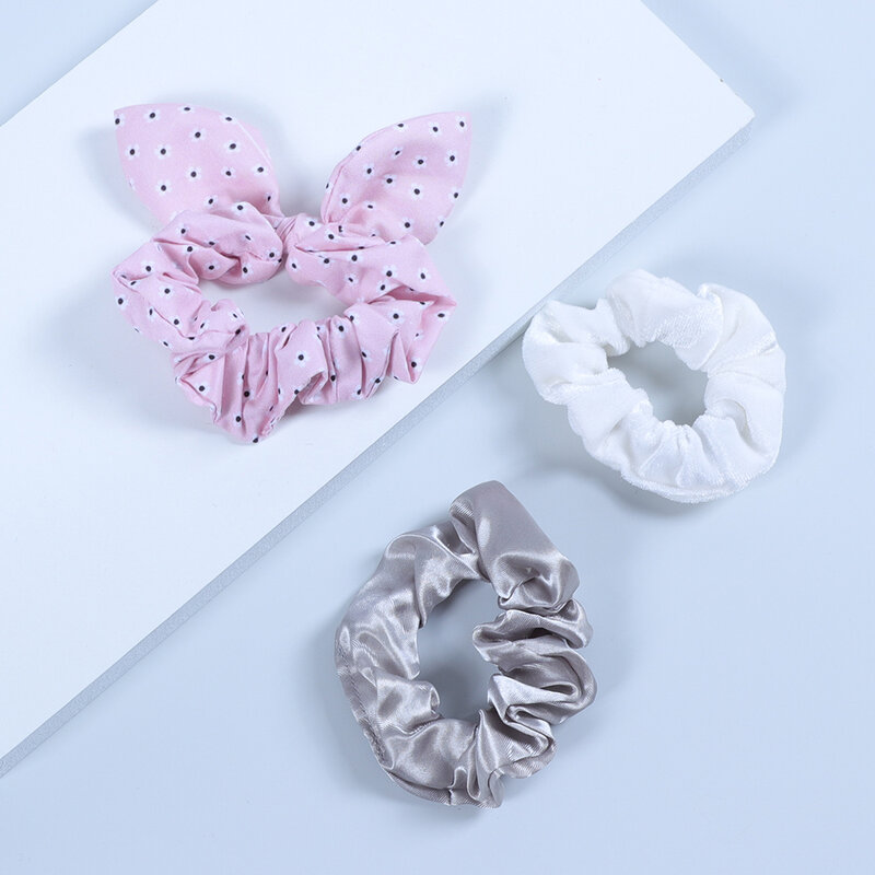 3pcs/set fashion women's bunny ears hair volume pure stretch stretch hair tie simple and cute rubber band ponytail tie
