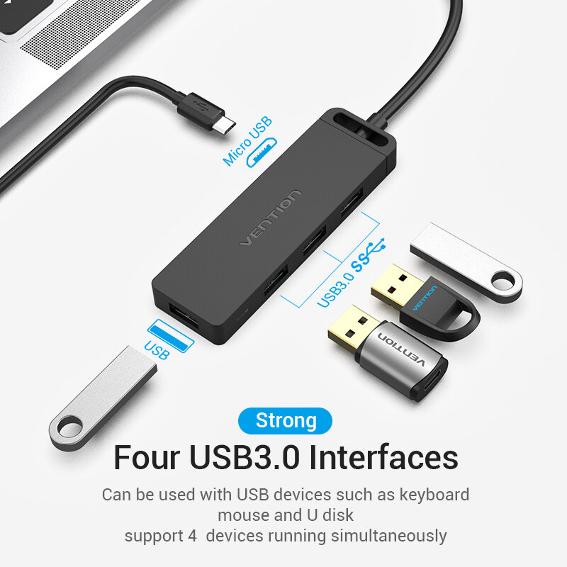 USB-концентратор Vention с портом Micro-USB 3,1 и USB 3,0