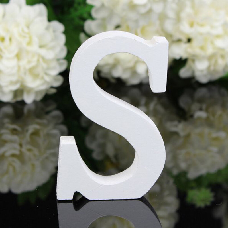 Wooden Letters White Alphabet Wedding Birthday Party Name Design Personalised Diy Freestanding  Home Decorations
