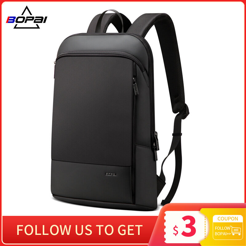 BOPAI Men Backpack Slim Laptop Back Pack For 15.6 Inch Fashion Office Waterproof Business Backpacks Women Ultralight Rucksack