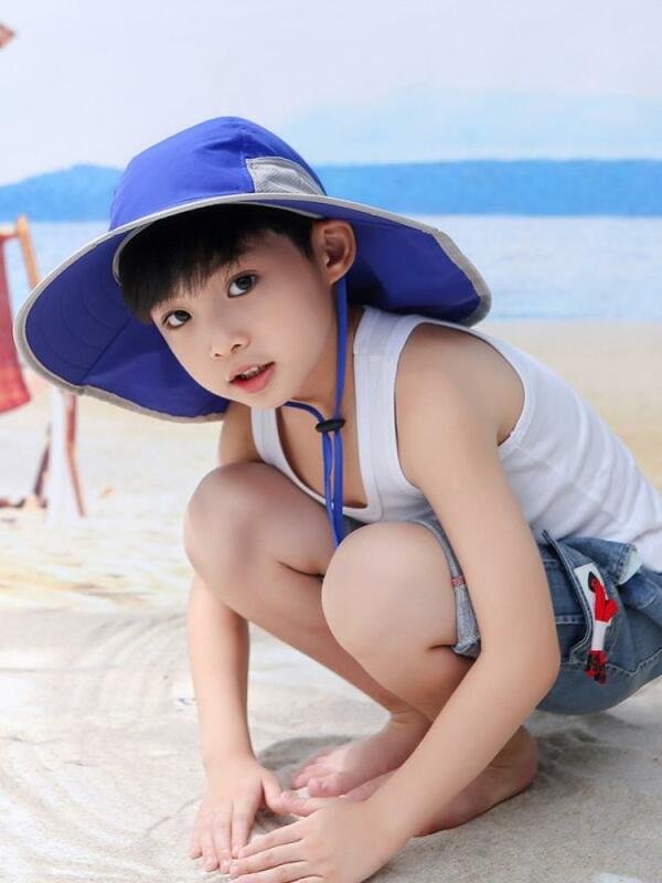 Verão praia meninos e meninas moda bonito lazer viagem ao ar livre chapéu de sol chapéu de praia aba larga chapéu de sol das crianças chapéu de balde
