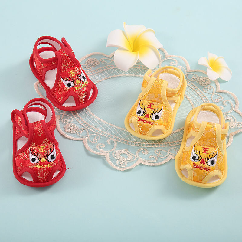 만화 호랑이 여름 아기 샌들 월 아기 신발, 미끄럼 방지 유아 신발, 아기 신발, 0-1, 부드러운 바닥, 편안한 코튼 신발