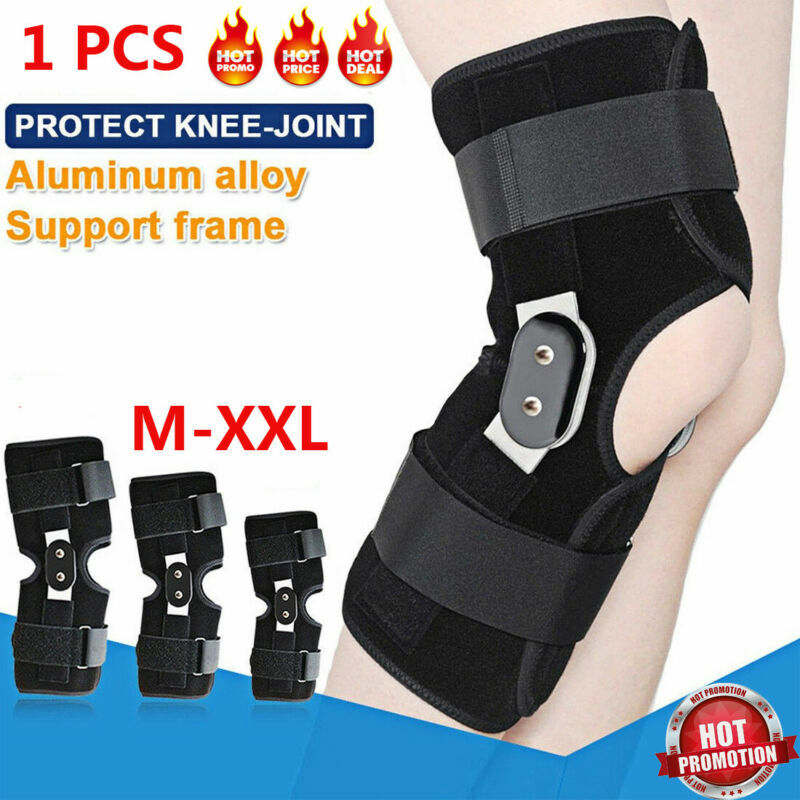 CA Breathable Open Patella Brace Knee Support Twin Hinged Guard Stabilizer Black