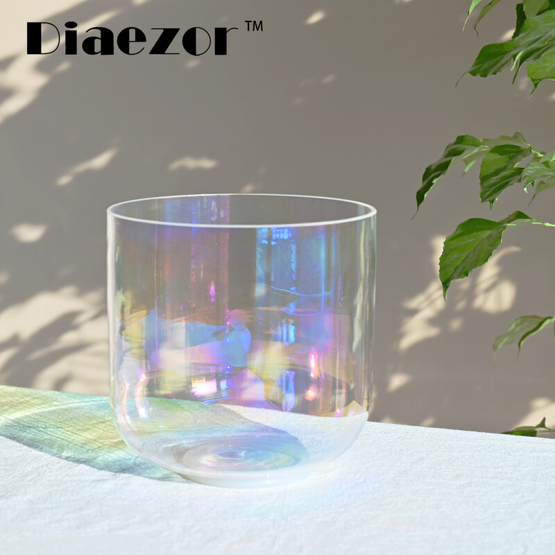 Diaedirigir-tigela de canto de cristal de quartzo com 6 unidades, 440hz ou 432hz, chakra clara, luz cósmica mágica de cura para meditação
