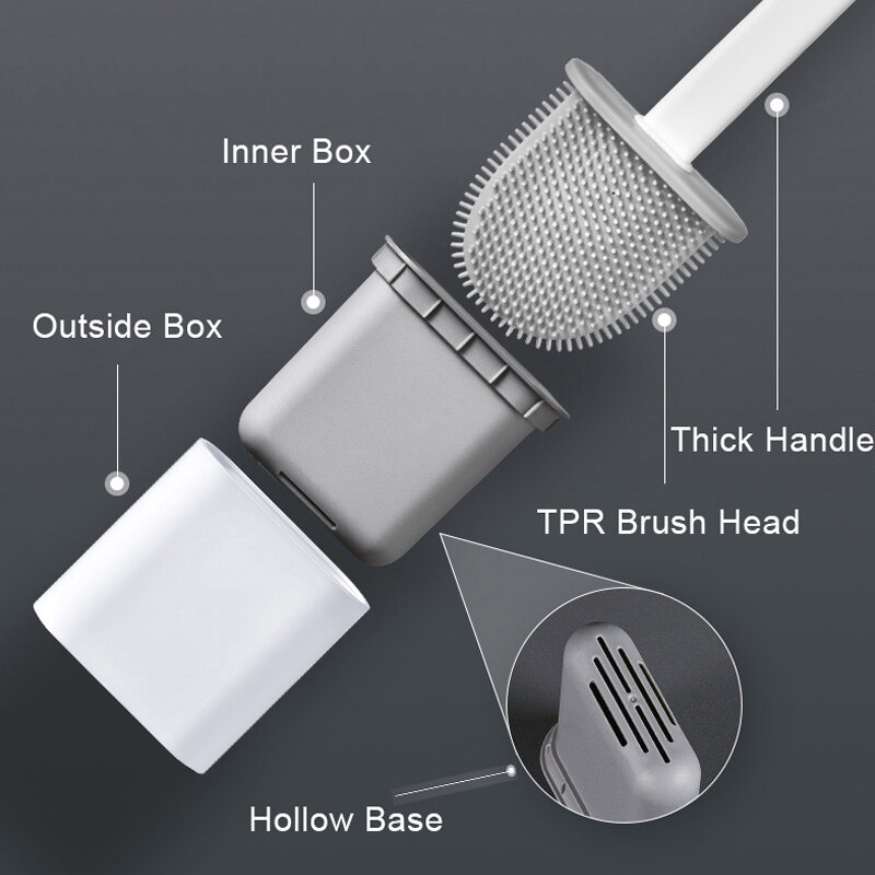 Joybos zestaw szczotek toaletowych do łazienki silikonowe WC płaska głowica szybki uchwyt do suszenia zestaw czyszczenie łazienki narzędzie Accessorie