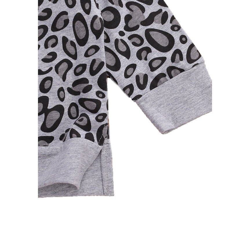 Bebê menina 2020 verão 2 pçs conjunto de roupas leopardo impressão manga longa em torno do pescoço pulôver + calças compridas 0-2t conjunto de roupas