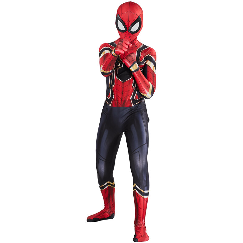 Aranha de ferro cosplay incrível spider-boy homem traje de halloween peter parker zentai terno superhero bodysuit para crianças adulto