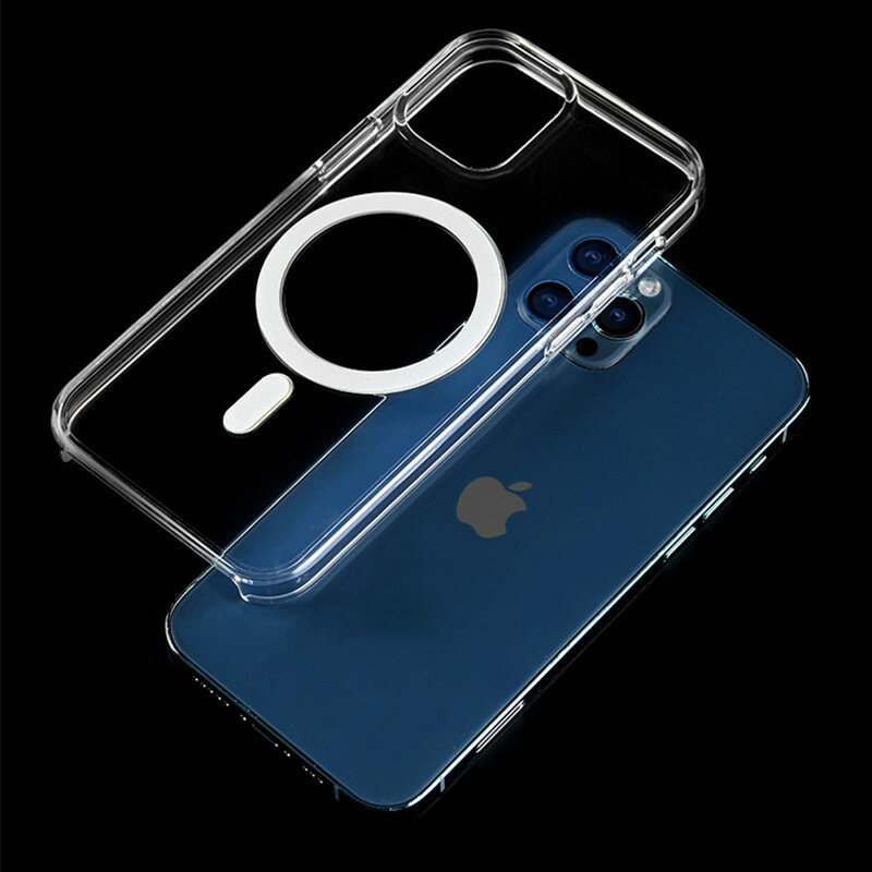Magsafing-funda transparente para iPhone 13, 12 Pro Max, carcasa trasera dura, magnética, para iPhone 13 Mini
