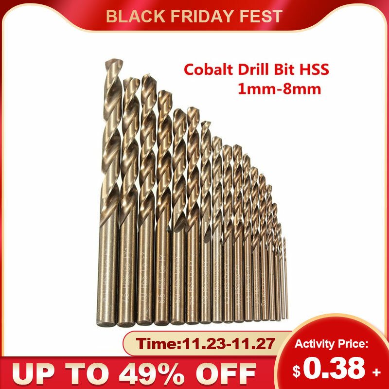 Brocas profissionais hss-co cobalto, tamanhos variados, 1.0mm a 8.0mm, metal, madeira, plástico