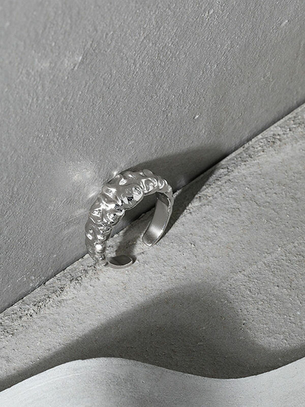 Ssteel aço prata esterlina 925 design simples irregular côncavo convexo superfície abertura anel para anéis feminino estética fina jóias